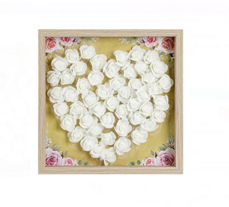 Decoratiuni - Cutie decorativa din Lemn cu Trandafiri Albi 30x3.5x30cm