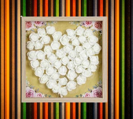 Cutie decorativa din Lemn cu Trandafiri Albi 30x3.5x30cm [2]