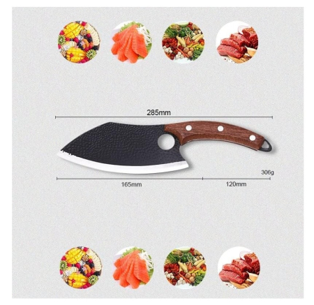 Cutit tip satar pentru transat carne si tocat legume cu teaca din piele, lama 165 mm, lungime 285 mm, 306 g, maner 120 mm [7]