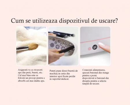 Dispozitiv de Uscare Perii, Pensule si Bureti de Machiaj CELhome, ABS, Silicon, Alimentare USB, 55x39x59CM, Alb [4]