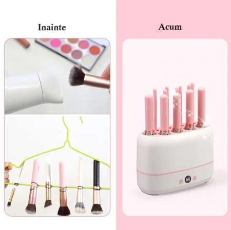Dispozitiv de Uscare Perii, Pensule si Bureti de Machiaj CELhome, ABS, Silicon, Alimentare USB, 55x39x59CM, Alb [2]