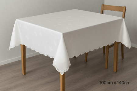 Selecție de Produse Sub 100 RON - Fata / Musama de masa eleganta cu broderie, 100x140 cm, design clasic pentru sufragerie, bucatarie sau evenimente speciale