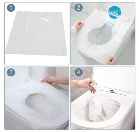Hartie Protectie pentru Scaun WC, Flushable, de Unica Folosinta – Set Igienic pentru Toalete Publice, Calatorii si Scoala [4]
