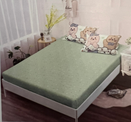 Lenjerie de pat 4 piese CELhome, bumbac satinat, model animat cu ursuleti multicolor– Cearceaf pat cu elastic 180 x 200 cm, Cearceaf pilota 200 x 230 cm, 2 Fete de perna 55 x 75 cm [1]