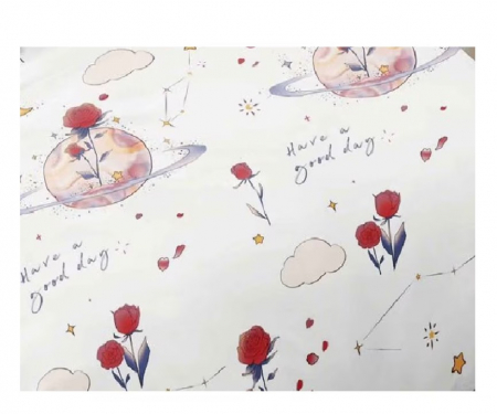 Lenjerie de pat 4 piese CELhome, bumbac satinat, model Univers Floral – Cearceaf pat cu elastic 180 x 200 cm, Cearceaf pilota 200 x 230 cm, 2 Fete de perna 55 x 75 cm [5]