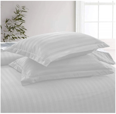 Lenjerie de pat 4 piese din damasc premium, pat dublu, 200x230 cm, cearceaf fara elastic, 2 fete de perna 50x70 cm, alb elegant [6]