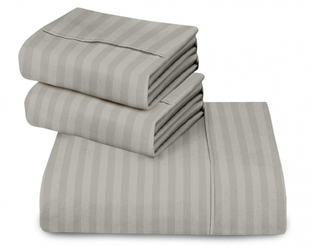 Lenjerie de pat 4 piese din damasc premium, pat dublu, 200x230 cm, cearceaf fara elastic, 2 fete de perna 50x70 cm, gri elegant [7]