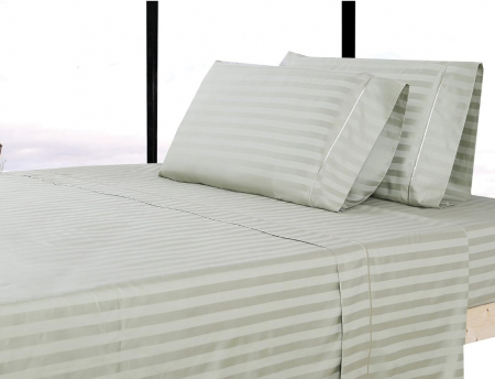 Lenjerie de pat 4 piese din damasc premium, pat dublu, 200x230 cm, cearceaf fara elastic, 2 fete de perna 50x70 cm, gri elegant [4]