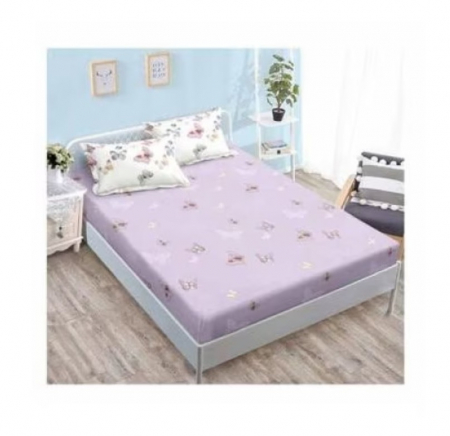 Lenjerie de pat 6 piese cu doua fete – CELhome – Cearceaf pilota 200 x 230 cm, Cearceaf de pat fara elastic 240 x 250 cm, 2 Fete de perna 70 x 70 cm, 2 Fete de perna 55 x 75 cm, Model Fluturi, Violet- [2]