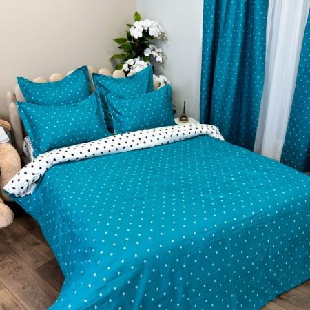 Lenjerie de pat 8 piese cu draperii – CELhome – Cearceaf de pat 230 x 240 cm, Cearceaf pilota 200 x 230 cm, 2 Fete de perna 70 x 70 cm, 2 Fete de perna 55 x 75 cm, 2 Draperii 150 x 230 cm, Verde [3]