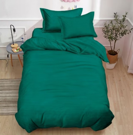 Lenjerie de Pat Model Damasc 6 piese, Cearceaf  de Pat cu Elastic 180x200, Cearceaf Pilota 200x230, 4 fete perna 70x70 55x80, Verde [5]