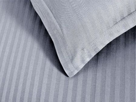 Lenjerie de pat Matrimonial Tip Damasc, 6 piese, Cearceaf de pat cu elastic 180 x 200 cm, Cearceaf pilota cu fermoar 200 x 230 cm, 4 fete de perna, Gri [6]