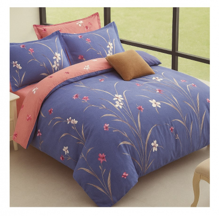 Lenjerie pat 4 piese CELhome - 4 Anotimpuri – 2 Fete- Cearceaf cu elastic 180x200, Pilota matlasata 200x230, 2 fete perna 50x70, Model Floral [3]