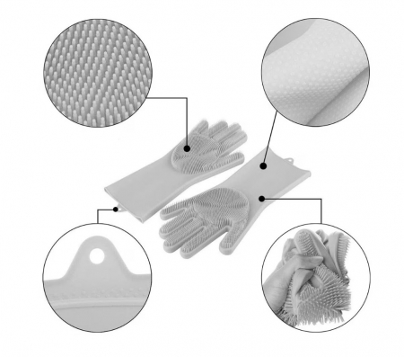 Manusi de silicon pentru spalat vase si curatare, termorezistente, reutilizabile, culoare gri [6]