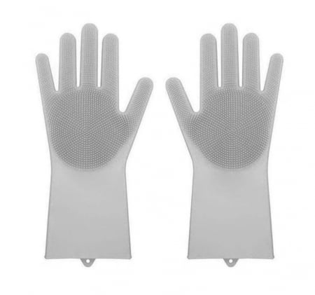 Produse pentru bucatarie - Manusi de silicon pentru spalat vase si curatare, termorezistente, reutilizabile, culoare gri
