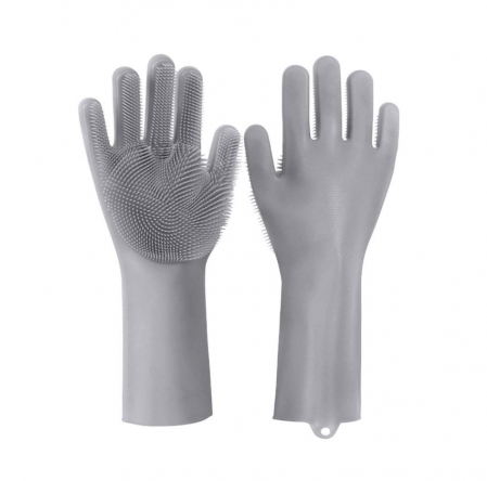 Manusi de silicon pentru spalat vase si curatare, termorezistente, reutilizabile, culoare gri [1]