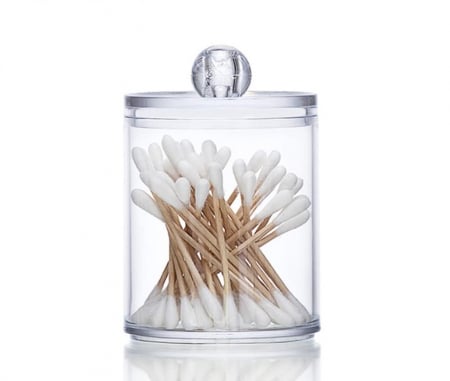 Organizator CELhome 2 Compartimente Pentru Betisoare de Urechi si Dischete, Transparent [4]