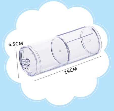 Organizator CELhome 2 Compartimente Pentru Betisoare de Urechi si Dischete, Transparent [6]