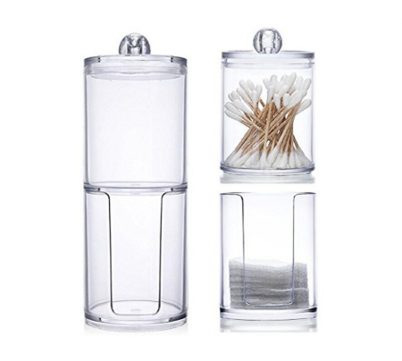 Categorii de produse - Organizator CELhome 2 Compartimente Pentru Betisoare de Urechi si Dischete, Transparent
