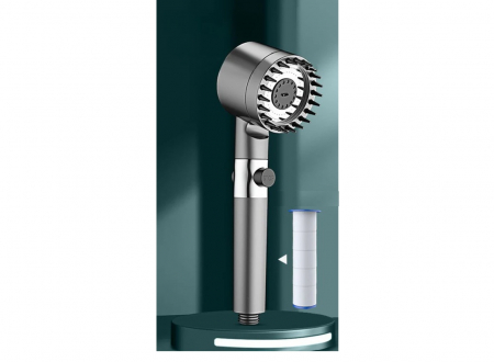 Para de dus CELhome cu peri din silicon pentru masaj capilar, filtru incorporat si presiune inalta, racord universal 1/2 [8]