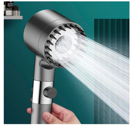 Para de dus CELhome cu peri din silicon pentru masaj capilar, filtru incorporat si presiune inalta, racord universal 1/2 [5]