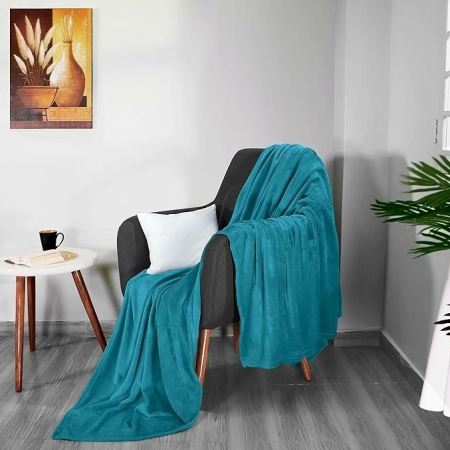 Patura Calduroasa de Iarna CELhome, Catifelata, 160x130 cm, Albastru Petrol [2]