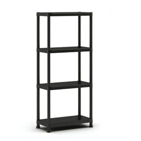 Diverse - Raft depozitare plastic 4 polite 135x60x30 cm 20 kg polita negru
