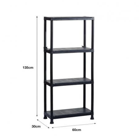 Raft depozitare plastic 4 polite 135x60x30 cm 20 kg polita negru [9]