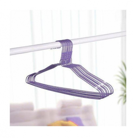 Selecție de Produse Sub 100 RON - Set 10 umerase metalice cu carlige, 41.5 cm, mov, organizare haine