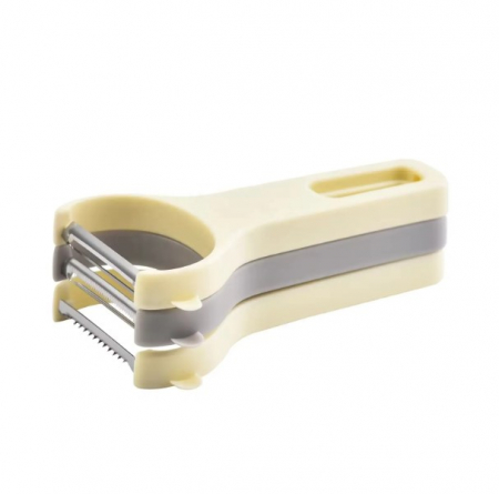Selecție de Produse Sub 100 RON - Set 3 curatatoare legume si fructe CELhome – design Y, culori alb, gri, maro deschis