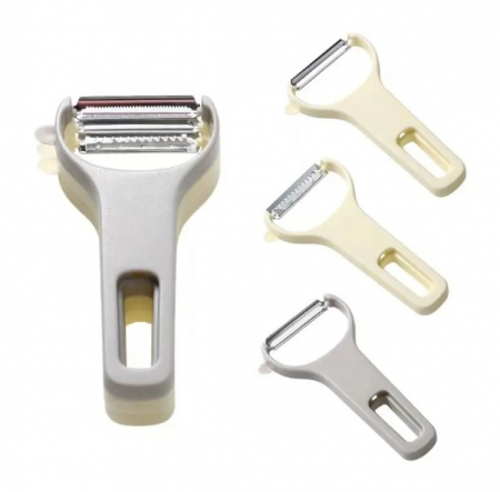 Set 3 curatatoare legume si fructe CELhome – design Y, culori alb, gri, maro deschis [2]