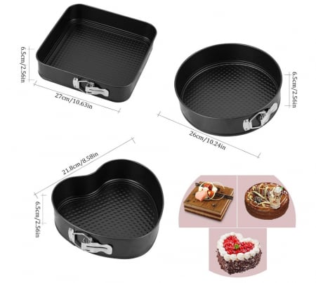 Set 3 Tavi de Copt cu Baza Detasabila si Invelis Antiaderent – Ideal pentru Torturi si Prajituri [6]