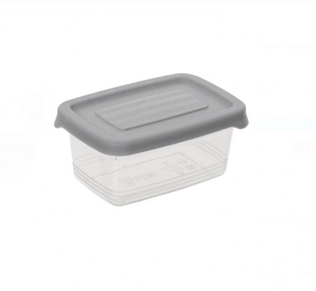 Set 4 Caserole din Plastic Transparent cu Capac Gri, 120ml [1]
