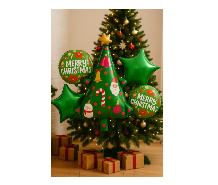 Set 5 baloane folie metalizata Brad de Craciun 45-100 cm – decor festiv, tematica Craciun [3]