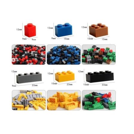 Set 800 de cuburi pentru constructii si creatii nelimitate + Suport pentru Caramizi Constructie Verde 16x16 cm, CELhome [6]