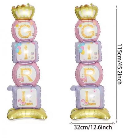Set baloane pentru fetite Welcome Baby Girl, 6 piese, decor petrecere umplere cu aer sau heliu [1]