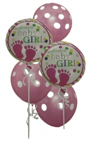 Set baloane pentru fetite Welcome Baby Girl, 6 piese, decor petrecere umplere cu aer sau heliu [2]