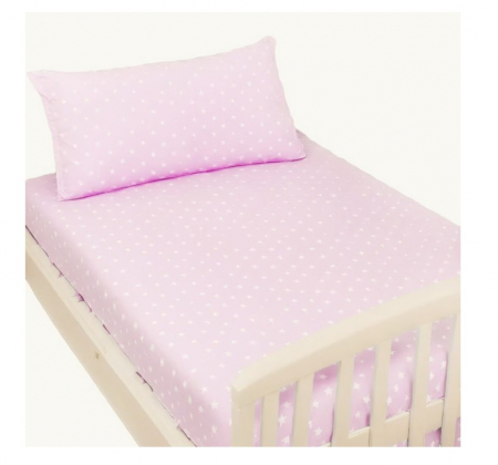 Set CELhome pentru Bebe – Lenjerie, Patura si Perna, Roz cu Stele [8]
