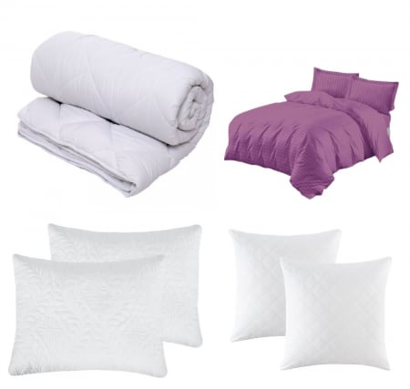 Pilote [Set] - Set CELhome - Pilota 220 x 200 cm + Lenjerie de pat Tip Damasc 6 piese - Mov