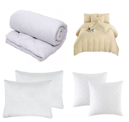 Pilote [Set] - Set CELhome - Pilota 220 x 200 cm + Lenjerie de pat Tip Damasc 6 piese - Unt