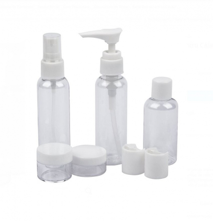 Set CELhome - Sticle pentru Calatorie Transparente cu Husa - 5 Bucati + Etichete Autoadezive [1]