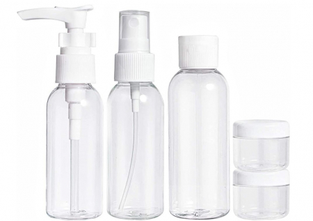 Set CELhome - Sticle pentru Calatorie Transparente cu Husa - 5 Bucati + Etichete Autoadezive [2]