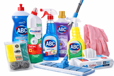Produse utile - Set complet 10 piese pentru curatenie - mop, racleta si solutii de curatare, ABC