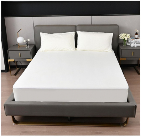 Set  3 piese pentru pat – husa saltea cu elastic 230x250 cm, 2 fete de perna 50x70 cm, moale si calduroasa, pentru saltea 180x200 sau 160x180 cm, Alb Unt [6]