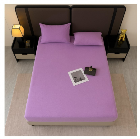 Set  3 piese pentru pat – husa saltea cu elastic 230x250 cm, 2 fete de perna 50x70 cm, moale si calduroasa, pentru saltea 180x200 sau 160x180 cm, Mov [5]