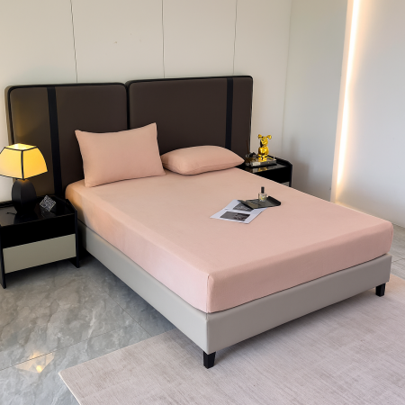 Set  3 piese pentru pat – husa saltea cu elastic 230x250 cm, 2 fete de perna 50x70 cm, moale si calduroasa, pentru saltea 180x200 sau 160x180 cm, Roz [1]