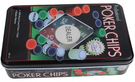 Set Poker CELhome – 100 Fise Profesionale cu Cutie Metalica [3]