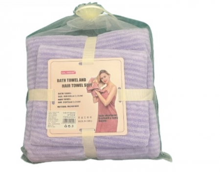Set prosop baie si prosop pentru par din microfibra, culoare mov [2]