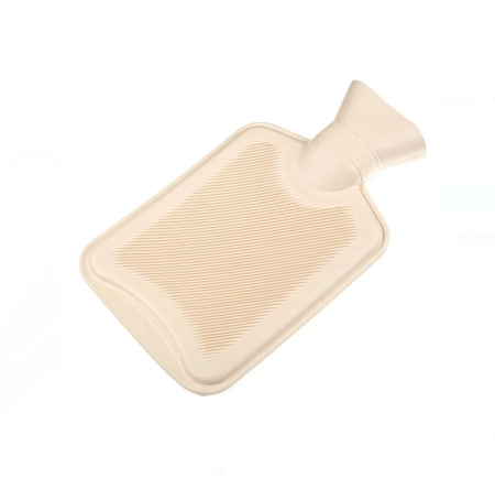 Set sticla pentru apa calda 1L alba + husa blana artificiala albastra pisica cu glitter auriu [1]