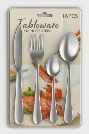 Set Tacamuri 16 Piese din Inox – Cutit, Furculita, Lingura Mare si Lingurita, Design Elegant [4]